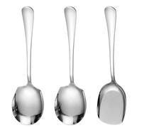3 Pieces Stainless Steel Serving Spoons, Buffet Spoons, Large Long Handled Spoons, Chef Serving Set for Kitchen, Dining Room, Banquet (Silver)