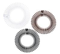 3 Pieces Stretch Hair Comb Band,Full Circular Stretch Flexible Zig Zag Hairband Plastic,Flexible Plastic Circle Comb,plastic Combs Circular Tooth Headband,for Women and Girls(Black,Brown,White)