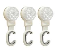 3 Pieces Suction Cup Mop Hooks for Shower- Wall-Mounted Broom Holder, No Drill, Removable and Reusable Hangers for Cleaning Tools, Towels, and More (White)