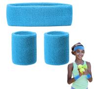 3 Pieces Sweatband Set, Terry Cloth Wristband, Cotton Wrist Sweat Headband, Thickened Terry Cotton Sweatbands, for Running Exercise Gym Sports Tennis Basketball Moisture Wicking