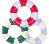 3 Pieces Swimming Ring Adult Air Mattress Swimming Hoop Inflatable Swimming Pool Float, Swimming Ring Tube for Summer Pool Party (Blue + Red + Green)