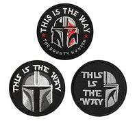 3 Pieces This is The Way Mandalorian Full/Half Helmet Tactical Bounty Hunter Patch Funny Morale Military Emblem Embroidery Hook and Loop Patch for Jacket Backpacks Clothes Vest Uniforms
