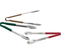 3 Pieces Tongs Set Premium Stainless Steel Kitchen Tongs 15 Inch Long Heavy Duty Multi-Colored 3-Piece Set for Party and Daily Cooking (Red-Green-Brown)