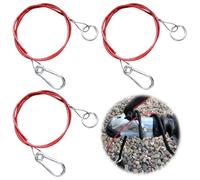 3 Pieces Trailer Breakaway Cables, 1mx4mm Safety Handbrake Emergency Cable with Hook, Quick Installation Security Assurance Towing Coupling Safety Cable for Motorhomes, Various Motor vehicles, Red