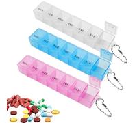 3 Pieces Transparent 7 Day Pill Box, Portable 1 Time a Day Pill Tablet Organiser, BPA-Free Weekly Tablet Storage Case with Push Button, Plastic Travel Daily Vitamin Container for Supplements Liver Oil