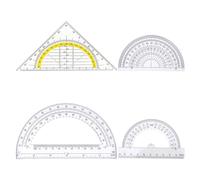 3 Pieces Transparent Protractors and 1 Piece Triangle Ruler, Plastic Semicircular Protractor Ruler, Multi-Function Measuring Ruler, Drawing Tool.
