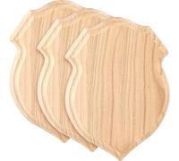 3 Pieces Unfinished Wooden Shield Plaque Blank 9 x 12 Inch Wooden Plaques for Crafts Carving, Natural Planks Boards for DIY Projects Home Wall Decor