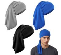 3 Pieces Unisex Dreadlock Cap Loc Socks for Dreadlocks Dread Cap for Men Dreadlocks Sleeping Caps Dreadlock Accessories for Men, Black Blue Gray