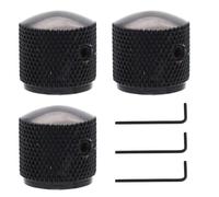 3 Pieces Volume Tone Control Knobs for Electric Guitar Bass, Metal Dome Knobs with Allen Wrench, Universal Replacement Potentiometer Pot Knobs, Black