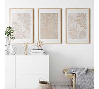 3 Pieces Wall Pictures,Abstract Beige Leaf Plant Lines Wall Art Canvas Painting Nordic Posters and Print Decoration Pictures for Living Room Kitchen Office-50 * 60cm/(20 * 24inch) No Frame