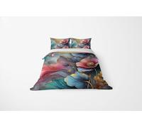 3 Pieces Water Lily Duvet Cover 3D Printed Natural Elements Bedding Set 2 Pillowcases Hidden zipper Microfiber Soft Quilt Cover Single Size 140x200cm for Boys and Girls b.1795
