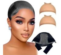 3 Pieces Wig Grip Cap for Women Adjustable Grip Headband Lightweight Hair Cap (Black)