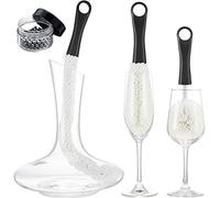 3 Pieces Wine Decanter Cleaning Brush Flexible Bottle Scourer with Stainless Steel Decanter Cleaning Balls Multi-Function Household Cleaning Tools for Goblets/Champagne Flutes/Cups/Glasses (Black)