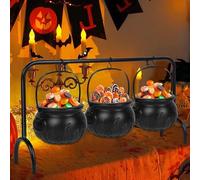 3 Pieces Witch Cauldron with Handle, Mini Witch Cauldron Black, Decorative Kettle for Sweets, Black Cauldron with Handles, Halloween Witch Decorative Kettle, Halloween Candy Kettle, for Sweets