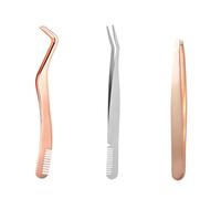 3 Pieces with Comb Tweezers, Grafted Eyelash Tools, Stainless Steel Tweezers, Eyelash Beauty Tools.