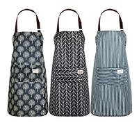 3 Pieces Women Aprons with Pockets Waterproof Adjustable Cooking Aprons Kitchen Bib Apron for Kitchen Cooking Baking Household Cleaning