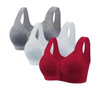 3 Pieces Women Lace Everyday Bra UK Sale Clearance, Front Fastening Bras Ladies Front Closure Sports Bra, Sleeping Bras High Support Large Bust Bralette Leisure Underwear Workout Yoga Crop Top