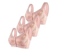 3 Pieces Women's Bralette Front Closure, Wirefree Bra, Large Size Wide Straps, Printed Push Up Bras with Buttons Casual Bra Comfortable Daily Lingerie