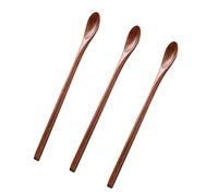 3 Pieces Wooden Spoon Natural Wooden Spoon Kitchen Accessories Nanmu Wood Soup Spoons Set Spoons Wooden Soup Spoons Set For Home Cooking, for Coffee, Milk, Tea, Desserts and Soups (Dark Brown)