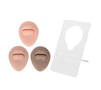 3 piezas de herramienta de práctica de perforación de Modelo de Boca de silicona 3D simulada con soporte acrílico para exhibición de labret y accesorios de Hospital Colores suaves