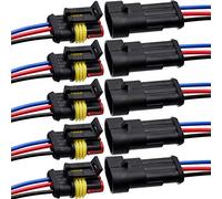 3 Pin Connector Waterproof Connector, Male and Female Way 16 AWG Wire Suitable for car Truck, Boat and Other Wire Connection 5 kit
