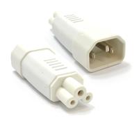 kenable 3 Pin IEC Socket C14 to Cloverleaf Plug C5 Adapter Up To 250v WHITE