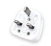 3 Pin Mains Plug with Cord Grip - Electrical Plug - Fast Charger Plug for Easy Charging Mobile, Tablets & More. Rubber Composite Plug - UK Plugs with 13 AMP Fused- Plug Adapter (White)