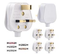 3 Pin Plug UK 13 Amp Plugs White Plug Fused Mains Plugs