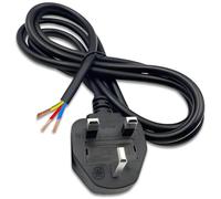3 Pin Plug UK, 3 Core Electrical Cable, Fully Moulded Plugs 250V 1.5m Power Cord Open End Wire, for 1800W Kitchen Office Gear Garden Electrical Tools Appliances, Replacement Plug and Cable, Black
