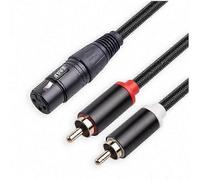 3 Pin XLR Female to Dual RCA Male Y Splitter Cable, 2M Mixer Amplifier o Cable, Stereo Interconnect Cable Black