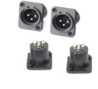 3-Pin XLR Male Jack Panel Mount Chassis Audio Jack Socket Connector Adapters, Pack of 4