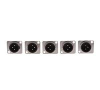 3-Pin XLR Male Socket Chassis Panel Mount Metal Audio Video Connector 5pcs