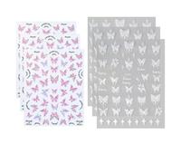 3 Pink Butterfly Stickers And 3 White Butterfly Stickers, Three-Dimensional Nail Stickers, Embossed Nail Stickers, Nail Decorations.
