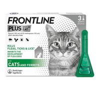(3 Pipettes) Cats FRONTLINE Plus Flea & Tick Treatment- 3 Pipettes