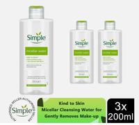3 Pk Simple Kind to Skin Micellar Cleansing Water, Gently Removes make-up, 200ml