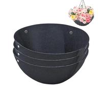 3 Planter Basket Liners - 14/16 Inch Fabric Hanging Basket Liner Window Box Liners Replacement Black Non-Woven Hanging Plant Liner For Planter Garden Fence Flower Baskets Vegetable Pot