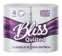 3 Ply Bliss luxury quilted toilet rolls - 10 packs of 4 rolls