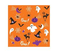 3-Ply Daisy Halloween Theme Decoupage Serviettes Tissue Paper Napkins Serviettes 33cm x 33cm - Pack of 20 (Halloween Graphics on Orange)