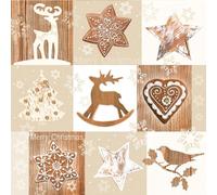 3-Ply Daisy Xmas Decoupage Tissue Paper Napkins Decorative Christmas Serviettes 33cm x 33cm - Pack of 20 (Christmas Brown Collage)