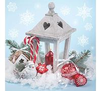 3-Ply Daisy Xmas Decoupage Tissue Paper Napkins Decorative Christmas Serviettes 33cm x 33cm - Pack of 20 (Xmas Lantern on Snow)