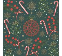 3-Ply Daisy Xmas Decoupage Tissue Paper Napkins Decorative Christmas Serviettes 33cm x 33cm - Pack of 20 (Christmas Motifs Collage on Green)