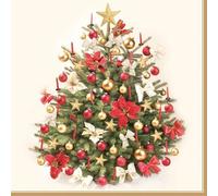 3-Ply Daisy Xmas Decoupage Tissue Paper Napkins Decorative Christmas Serviettes 33cm x 33cm - Pack of 20 (Traditional Gold and Red Christmas Tree)