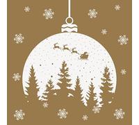 3-Ply Daisy Xmas Decoupage Tissue Paper Napkins Decorative Christmas Serviettes 33cm x 33cm - Pack of 20 (Christmas Bauble with Forest Silhouette on Gold-Like)