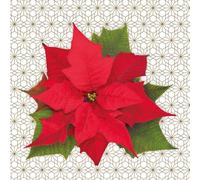 3-Ply Maki Xmas Decoupage Tissue Paper Napkins Decorative Christmas Serviettes 33cm x 33cm - Pack of 20 (Christmas Poinsettia on White Silhouette)