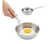 3 Ply Stainless Steel Small Egg Frying Pan Mini Omelet Cooking Pan 12 cm | 14x4.5cm Stainless Steel Frying Pan Unit Mini Omelet Pan Set for Kitchen Single Egg Sauce Cooking