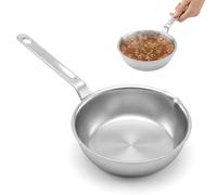 3 Ply Stainless Steel Small Egg Frying Pan Mini Omelet Cooking Pan 14 cm | 14x4.5cm Stainless Steel Frying Pan Unit Mini Omelet Pan Set for Kitchen Single Egg Sauce Cooking