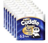 3 Ply Toilet Tissue Roll Panda Cuddle Classic Soft Quilted Toilet Rolls- Super Quality Comfort. (7 Pack of 9Rolls / 63 Rolls)