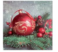 3-PLY Traditional Xmas Tissue Paper Napkins 33cm x 33cm Serviettes - Pack of 20 (Bauble On Twig)