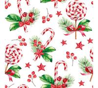 3-Ply Xmas Decoupage Tissue Paper Napkins Decorative Christmas Serviettes 33cm x 33cm - Daisy - Pack of 20 (Red & White Christmas Sweets)