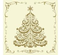 3-Ply Xmas Decoupage Tissue Paper Napkins Decorative Christmas Serviettes 33cm x 33cm - Daisy - Pack of 20 (Gold Christmas Tree on Beige)